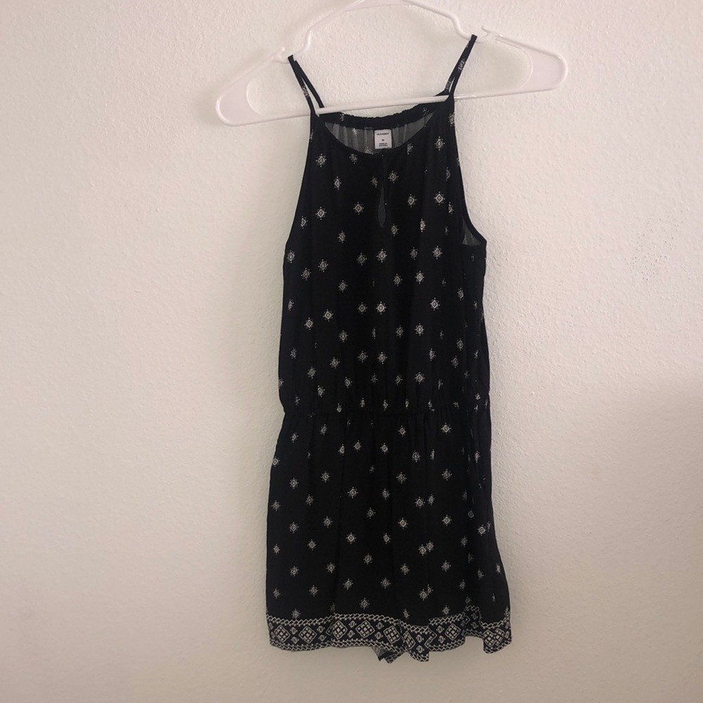 black and white patterned romper